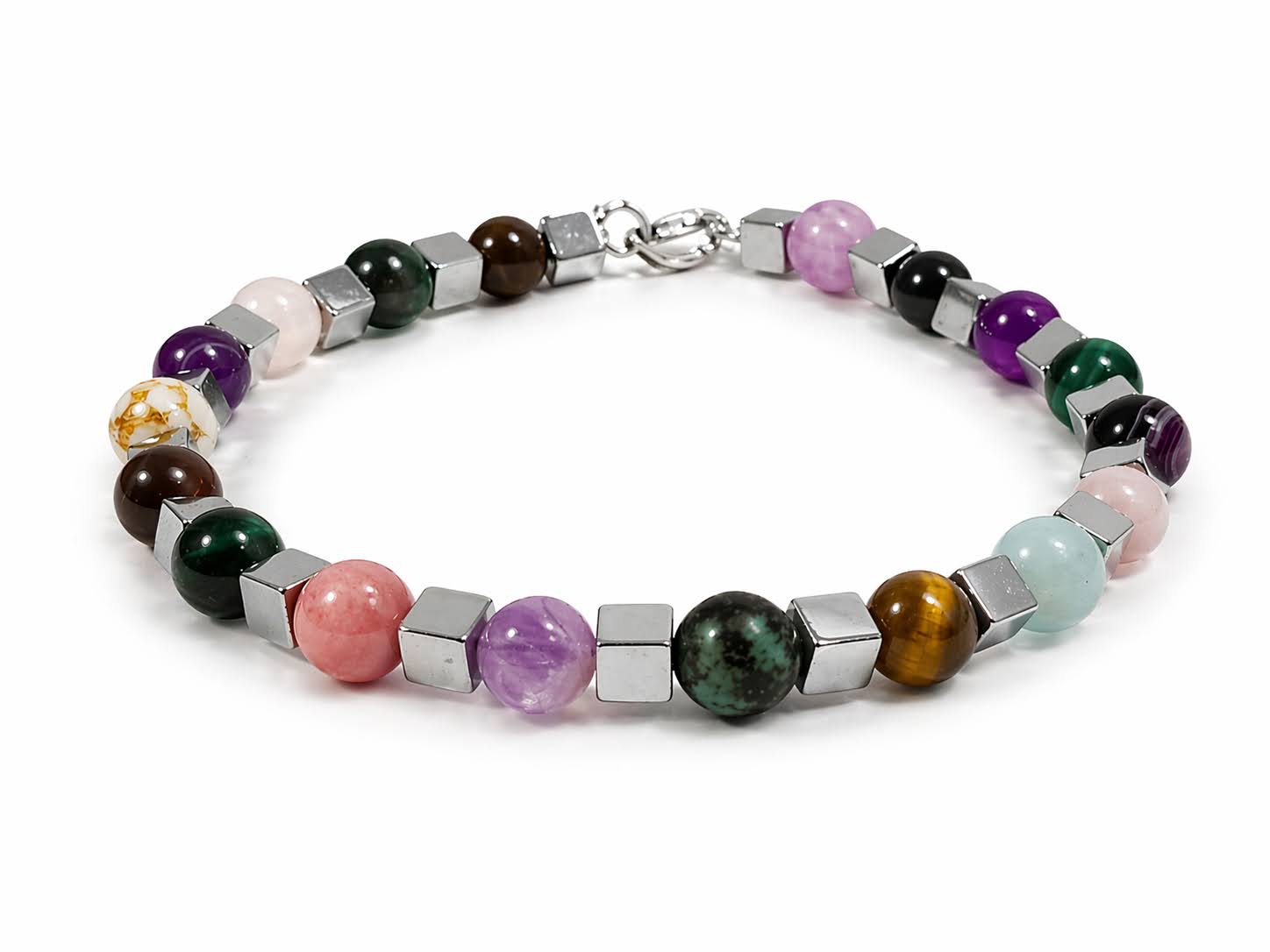 Gemora Harmonia V - Bracelet with Natural Minerals, Hematite and Sterling Silver 925